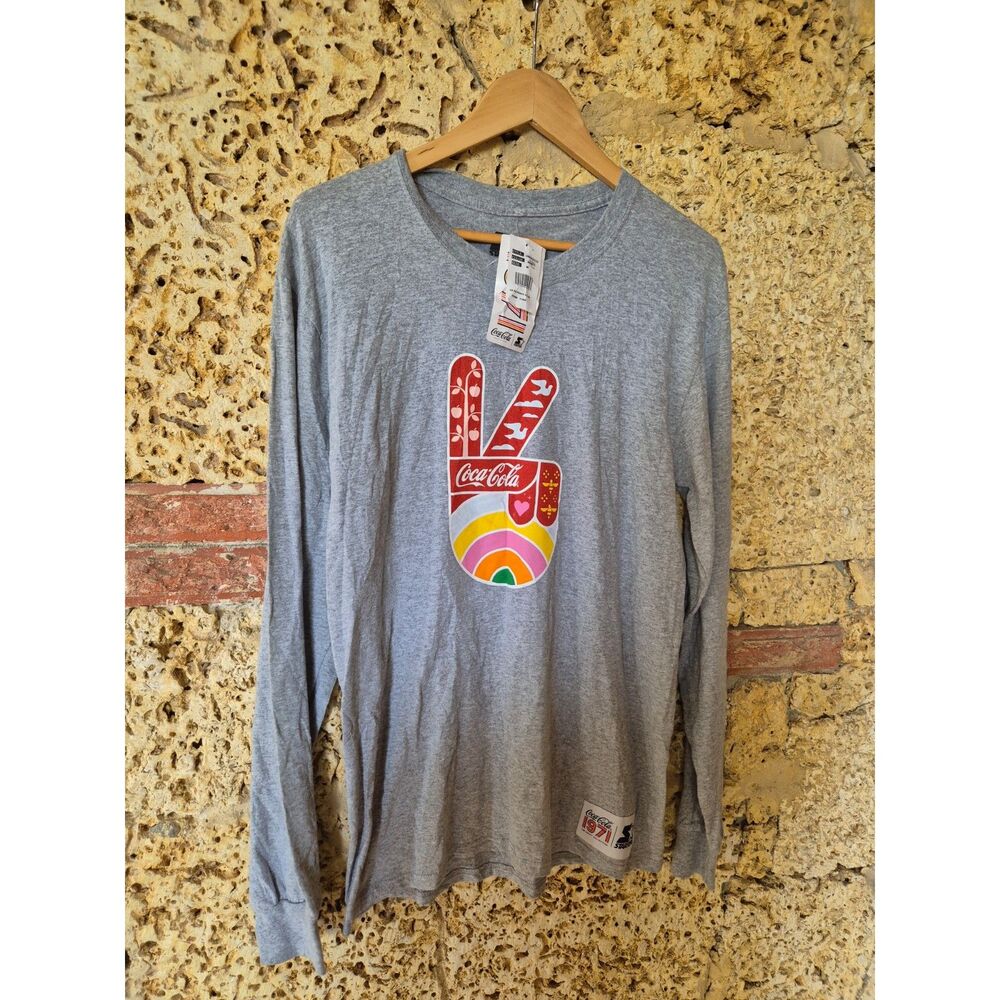Starter Coca Cola 1971 Unity Collection Mens M Gray Long Sleeve Shirt NWT